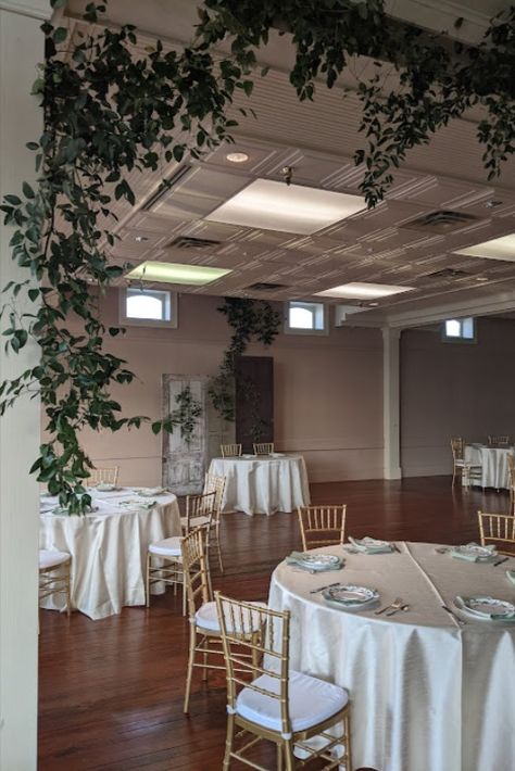 Banquet Hall Reception Decor, Parish Hall Wedding Reception, Wedding Venues Small Indoor, Small Wedding Reception Indoor, Ballroom Reception Decor, Simple Indoor Wedding Reception, Small Wedding Venues Indoor, Wedding Decorations Indoor Simple, Inside Wedding Reception