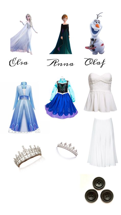 Frozen Elsa Anna Olaf Anna Halloween Costume, Elsa Halloween, Elsa Halloween Costume, Olaf Costume, Frozen Outfits, Trio Costumes, Anna Costume, Elsa Anna Olaf, Trio Halloween Costumes