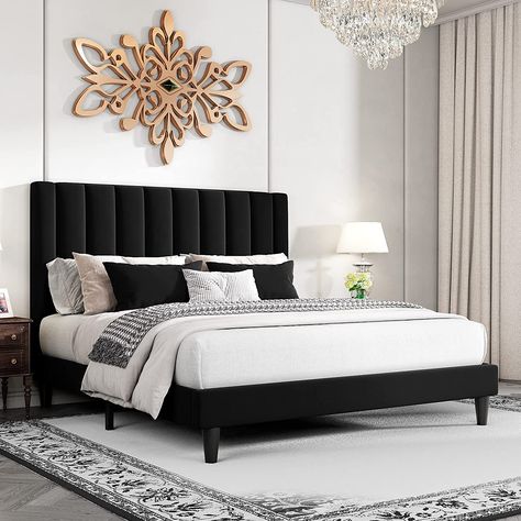 Black Velvet Bed, King Platform Bed Frame, Fabric Upholstered Bed, Velvet Bed Frame, King Size Platform Bed, Twin Size Bed Frame, Led Bed Frame, Full Size Platform Bed, Velvet Upholstered Bed