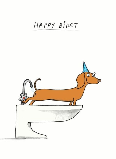 Happy Bidet, Birthday Puns, Birthday Card Online, Pun Card, Birthday Card Design, Congratulations Gift, Man And Dog, Birthday Meme, Dog Cards