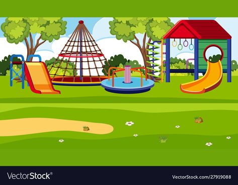 Playground Illustration, Children's Book Layout, Park Illustration, House Cartoon, Presentation Backgrounds, Cartoon House, Led Tree, Family Drawing, Outdoor Learning