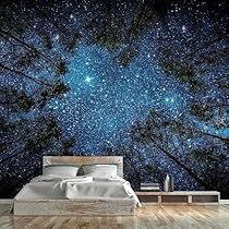 Starry Wallpaper, Galaxy Tree, Jungle Bedroom, Wallpaper Tools, Wallpaper For Living Room, Stick Wall Art, Bedroom Murals, Sky Wallpaper, Bedroom Ceiling