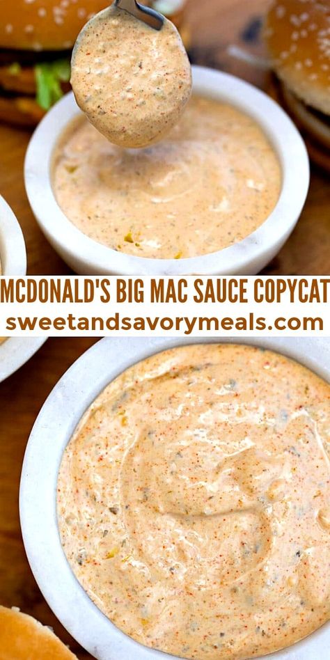 McDonald's Big Mac Sauce Copycat [Video] - Sweet and Savory Meals Bigmac Sauce, Burger Sauces, Mcdonald's Big Mac, Mustard Relish, Big Mac Sauce Recipe, Mac Sauce Recipe, Burger Sauces Recipe, Big Mac Sauce, Mac Sauce