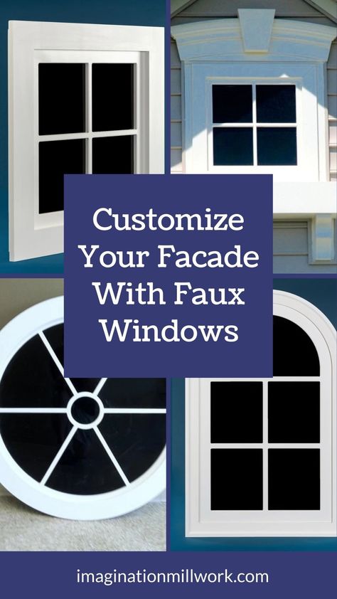 Window Curb Appeal Exterior, Garage Windows Exterior, Exterior Faux Window, Fake Window Exterior House, Faux Exterior Window Ideas, Faux Windows Exterior, Fake Exterior Window, Window Surround Exterior, Fake Window Ideas Exterior