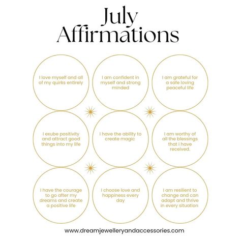 Positive affirmations for July ✨️✨️✨️ Stay blessed 💕 Set Intentions, Stay Blessed, Months Of The Year, Peaceful Life, I Am Worthy, Choose Love, Jewellery Accessories, Take It Easy, Positive Life