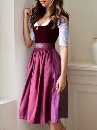 German Womens Fashion, German Dirndl Dress, Scandinavian Dress, German Dress Dirndl, Dutch Fashion, German Dress, Oktoberfest Outfit, Lace Pocket, German Fashion