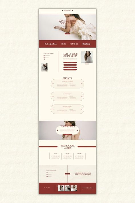 Modern and elegant Wix website template for creative professionals, agencies, and freelancers. Easily create a stunning online presence with this responsive #Red_Web_Design #Social_Media_Manager_Website #Editorial_Website_Design #Red_Website Red Web Design, Virtual Assistant Branding, Red Website Design, Editorial Website Design, Red Website, Editorial Website, Wix Web Design, Jewelry Website Design, Template For Social Media