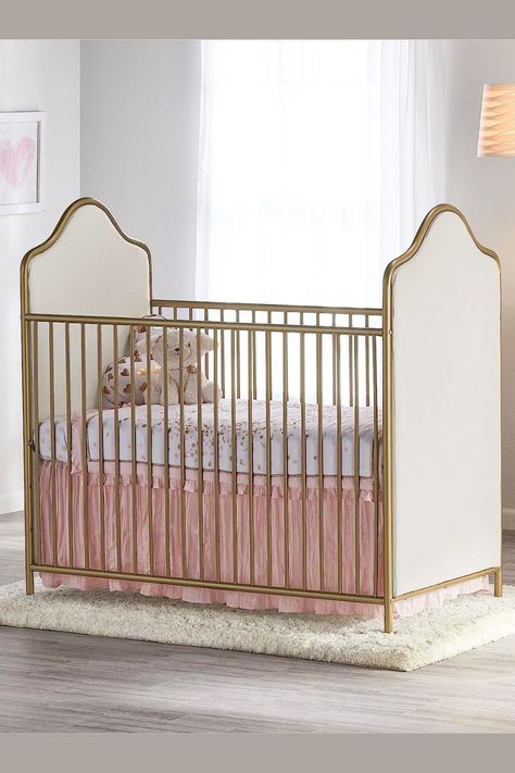 White and Gold Crib Nursery Girl| Cute crib Girls Nursery | Neutral Nursery Decor | Nursery Ideas | Nursery Furniture | Nursery girls crib | Nursery Room inspiration | Nursery room design | Amazon nursery decor | Amazon Nursery must haves Little Seeds Piper Crib Nursery, Pink And Gold Nursery Baby Girl, Gold Crib Nursery, White Crib Nursery, Amazon Nursery, Princess Nursery Theme, Nursery Must Haves, Gold Baby Nursery