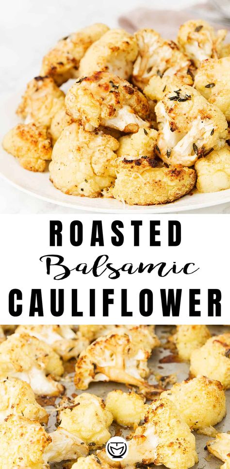 ROASTED BALSAMIC CAULIFLOWER - The clever meal Optavia Recipes, Cauliflower Bites, Tasty Healthy, Cauliflower Recipes, Healthy Side Dishes, Roasted Cauliflower, Healthy Vegetarian, Sharing Board, Cheap Meals