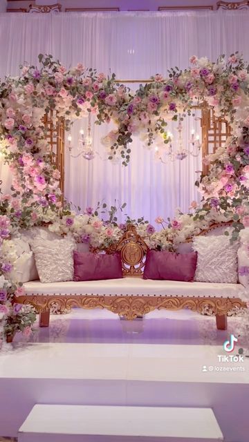 Loza Events on Instagram: "Pretty things for Dena & Hisham’s wedding reception tonight at @thelegacycastle. . . Acrylic stage riser @prestigeluxuryrentalsllc . #wedding #weddingdecor #weddingstage #weddingflowers #weddingbackdrop #decorations #legacycastle #receptiondecor #prettywedding #egyptianwedding" Stage Debut Decoration, Debut Stage Decoration Simple, Pink Debut Theme Backdrop, Floral Stage Decor Backdrop Ideas, Sweet 16 Pink Theme Lofaris Backdrop, Loza Events, Reception Stage Decoration Backdrops, Debut Decorations, Egyptian Wedding