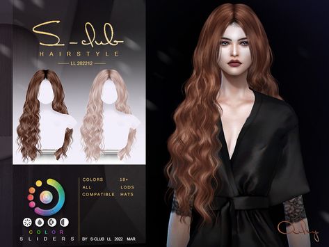 The Sims Resource - Wavy Long hairstyle(Ailey II) by S-Club Sims 4 Curly Hair, Wavy Long Hair, Die Sims 4, Mod Hair, Pelo Sims, Sims 4 Game Mods, Long Hairstyle, Sims 4 Dresses, The Sims 4 Download