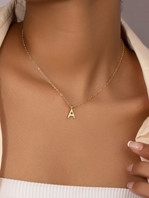 Letter Charm Necklace Shein Wishlist, Necklaces Ideas, Letter Charm Necklace, Books Ideas, Embellished Fashion, Letter Pendant Necklace, Charm Necklace Silver, Letter Charm, Quotes God