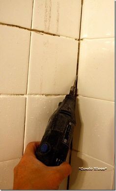 Regrouting Tile, How To Remove Grout, Grout Cleaning Diy, Grout Renew, Tile In The Kitchen, Grout Removal Tool, Diy Grout, Grout Repair, Bathroom Shower Stalls