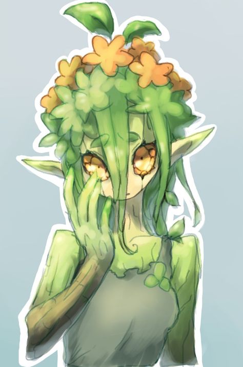 Plant Themed Character Design, Dnd Plant Character, Plant Oc Male, Plant People Drawings, Plant Oc Art, Plant Character Design Male, Plant Person Character Design, Plants As People, Monster Design Ideas