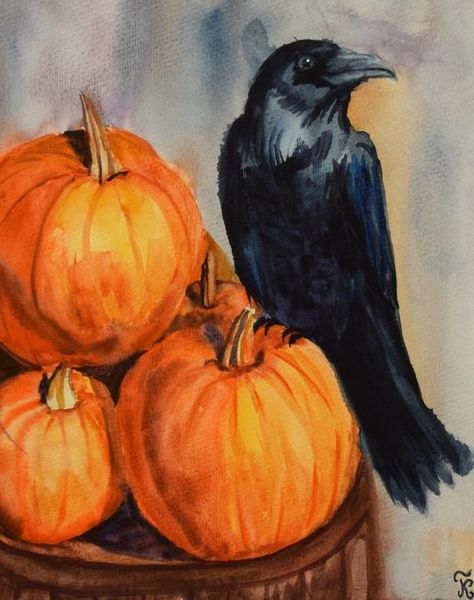 Halloween Watercolor Painting, Imprimibles Halloween, Halloween Watercolor, Gothic Wall Art, Pumpkin Art, Halloween Painting, Halloween Drawings, Autumn Painting, Autumn Art