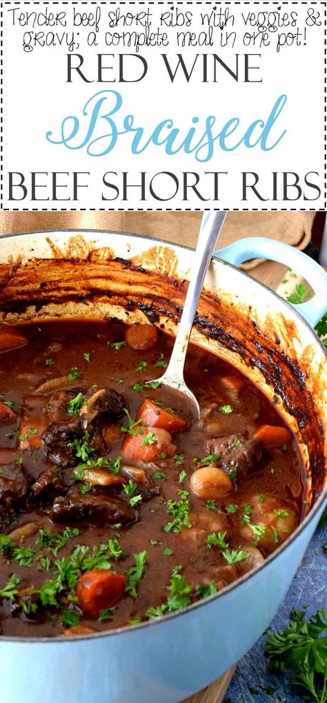 Red Wine Braised Beef Short Ribs - Lord Byron's Kitchen Beef Rib Stew, Whole30 Beef Recipes, Red Wine Braised Beef, Short Rib Beef Stew, Wine Braised Beef, Short Rib Stew, Oven Roast Beef, Braised Short Ribs Recipe, Braised Beef Short Ribs