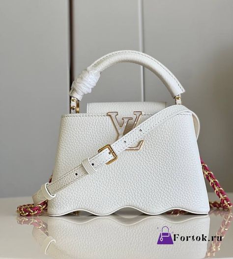 Fortok Louis Vuitton Capucines Mini Bag White 22x14x7.5cm - FORTOK.RU Lv Capucines Mini, Louis Vuitton Capucines Mini, Lv Capucines, Capucines Mini, Louis Vuitton Capucines, White Bag, Mini Bag, Original Box, Dust Bag