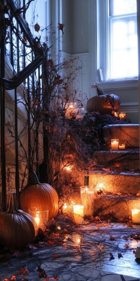 Conjure up a spine-tingling ambiance with these wickedly clever Halloween decor ideas! Transform your kitchen into a witch's brewing station with hanging herbs, bubbling cauldrons, and spell books. Create a ghostly dinner party scene with skeleton guests and cobweb-covered place settings. Set up a pumpkin-carving station with various tools and spooky stencils. Use projection mapping to display moving ghosts and creatures on walls and windows. Whimsy Halloween, Witches House, Carving Station, Clever Halloween, Amazing Pumpkin Carving, Hanging Herbs, Halloween Decor Ideas, Pumpkin Carving Designs, Spell Books