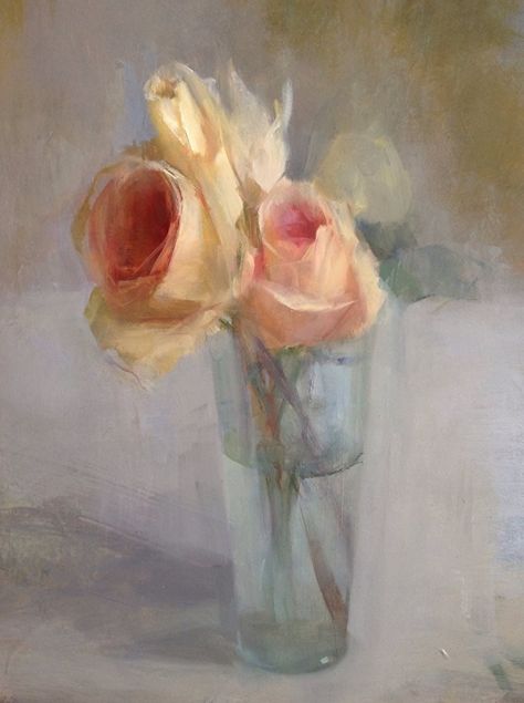 Valentine Roses by Kathleen Speranza, Oil, 14 x 10 x 1/4 Camille Pissarro, Oil Pastel Art, Watercolor Flower Art, Hur Man Målar, Oil Painting Portrait, Contemporary Abstract Art, Oil Painting Flowers, Still Life Art, Flower Art Painting