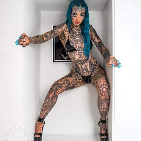 Luke Tattoo, Amber Luke, Tattoed Girls, White Dragon, Girl Tattoos, Blue Eyes, Over Knee Boot, Amber, Stockings