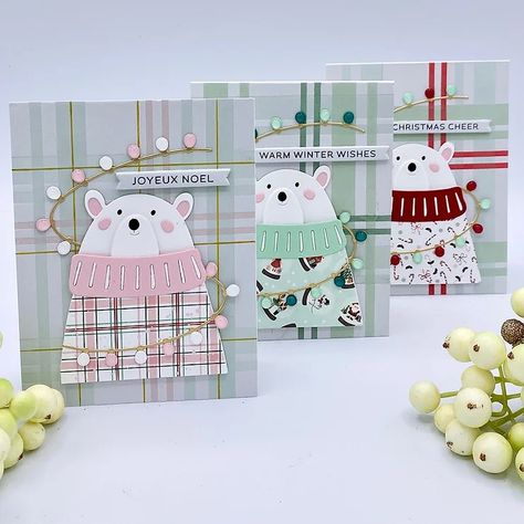 Spellbinders’ BetterPress Plate of the Month for October with Video Christmas Card Background, Month Design, Simple Christmas Cards, Christmas Card Inspiration, Animal Christmas, Spellbinders Cards, Christmas Card Crafts, Xmas Card, Christmas Bear