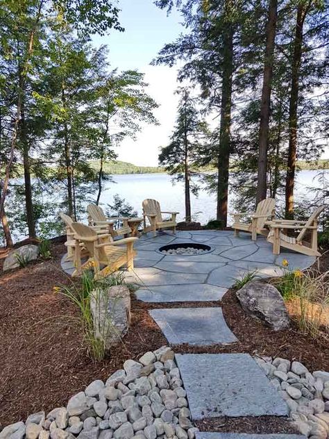 Your Muskoka property offers vast potential waiting to be tapped | MuskokaRegion.com Lake House Ideas Outdoor, Muskoka Cottages, Lake House Backyard, Lake Patio, Rv Patio, Lake Landscaping, Backyard Escape, Cottage Backyard, Muskoka Cottage