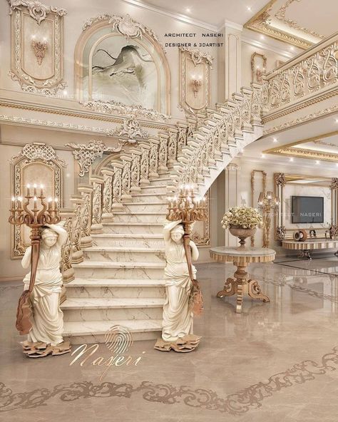 Lobby Luxury, Art Bedroom Ideas, Artwork Interior, Luxury Staircase, Luxury Mansions Interior, Architectural Design House Plans, Sanctuary Bedroom, Castle House, Perfect Bedroom