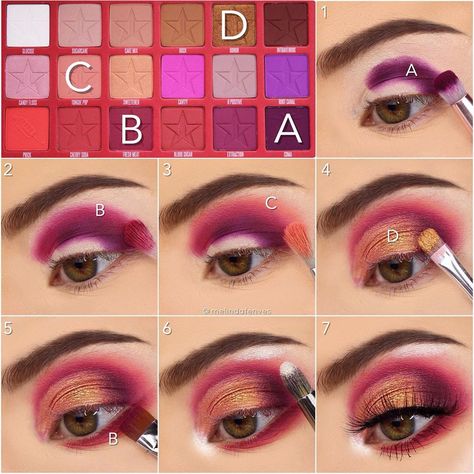 Jeffree Star Blood Sugar Palette Looks, Jeffree Star Makeup Looks Step By Step, Jeffrey Star Makeup, Jeffree Star Eyeshadow Looks, Jeffree Star Palette Looks, Jeffree Star Makeup Looks, Blood Sugar Palette Looks, Eyeshadow Pictorial, Pictorial Makeup