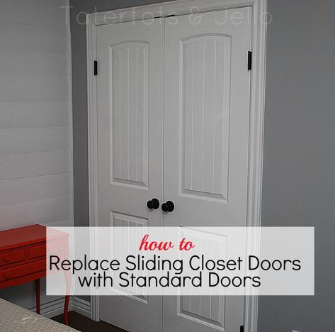 how to replace slideing closet doors with standard doors Change Sliding Closet Doors, Replace Sliding Closet Doors, Sliding Closet, Sliding Closet Doors, Closet Door, French Doors Interior, Interior Barn Doors, Barn Doors Sliding, Closet Bedroom