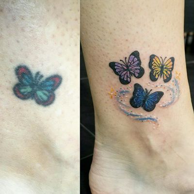 These Tattoo Before-&-Afters Will Blow Your Mind #refinery29 Fixed Tattoos Before And After, Tattoo Before And After, Tattoo Fix Before And After, Tattoo Touch Up Before And After, Tattoo Touch Up, Tattoo Fixes, Blow Your Mind, Touch Up, Paw Print Tattoo