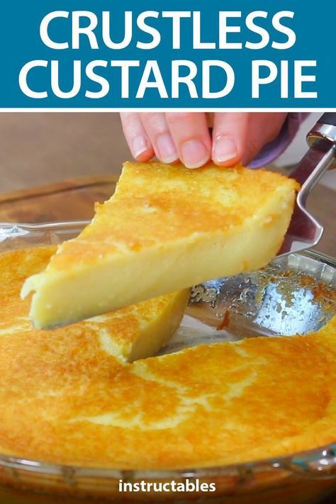 Crustless Custard Pie, Crustless Custard, Best Custard Pie Recipe, Baked Custard Recipe, Crustless Pie, Custard Cake Recipes, Custard Pie Recipe, Authentic Mexican Recipes, Pie Thanksgiving