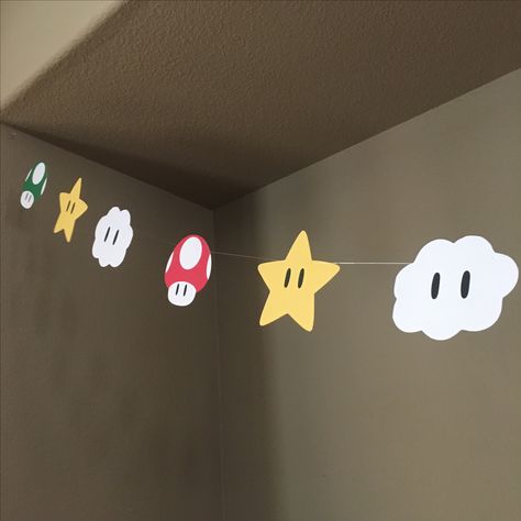 Banner Bedroom Decor, Mario Kart Hallway Decorations, Bday Party Decorations Aesthetic, To And From, Mario Diy Birthday Decorations, Mario Kart Room Decor, Mario Party Birthday Decorations, Diy Super Mario Decor, Mario Theme Decorations