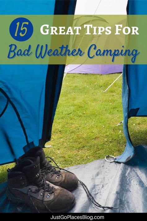 Looking for camping in the rain tips? We've got plenty of camping in the rain hacks thanks to our extended camping experiences in England. We've been camping in the rain with kids for years and have lots of camping tips and tricks, including camping tips for beginners. Stay dry in the rain and enjoy every minute of it! Or, you may find your kids want to throw on rain boots and embrace wet weather camping in all of its muddy glory. Wet camping doesn't have to rain on your (camping) parade! Cool Weather Camping, Raining Camping Hacks, Tent Camping In The Rain Hacks, Tips For Camping In The Rain, Rainy Camping Activities, Camping In Rain Hacks, Rain Camping Hacks, Rainy Camping Ideas, Tent Camping In The Rain