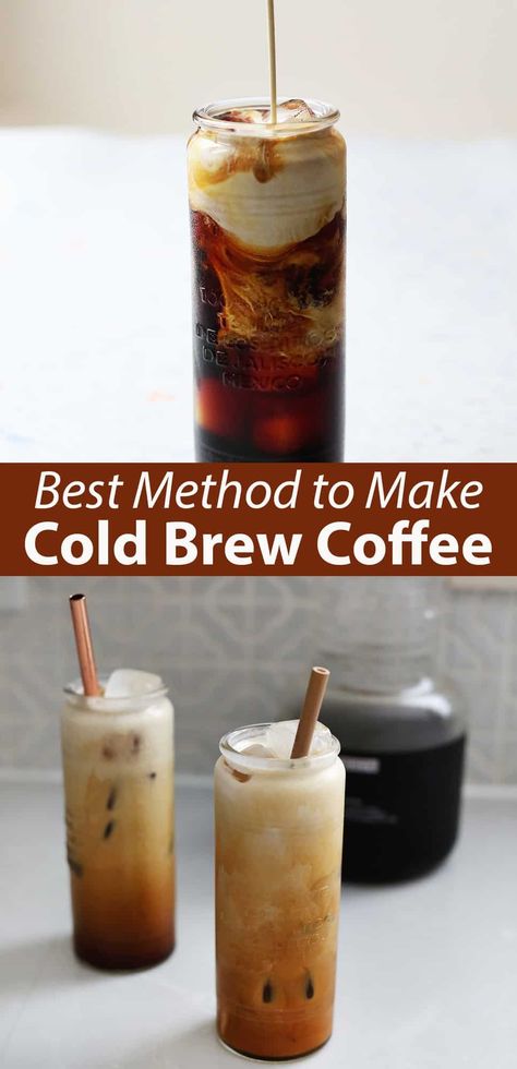 How to Make Cold Brew Coffee - A Beautiful Mess Cold Brew Coffee Recipe Ratio, How To Make Cold Brew Coffee, Brew Coffee Recipe, Make Cold Brew, Cold Brew Coffee Recipe, Cold Brew Coffee Concentrate, Cold Brew Recipe, Cold Brew At Home, Vietnamese Iced Coffee