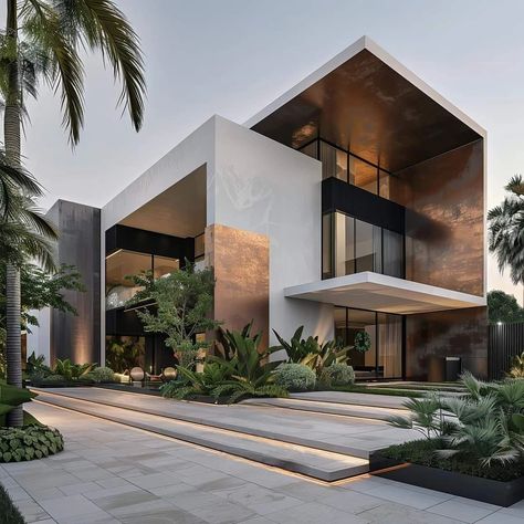 Luxury Modern Villa Design Exterior, Dubai Houses Luxury, Luxury House Elevation, Futuristic House Architecture, Linkedin Design, 3d Elevation Design, Modern Luxury House, Bahamas House, Morden House