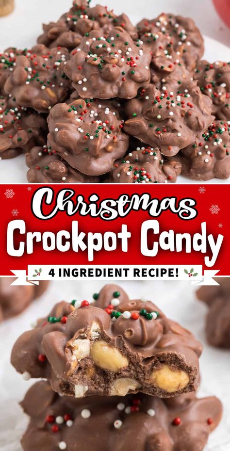 Crockpot Peanuts Chocolate, Chocolate Covered Peanuts Clusters Crockpot, Crockpot Chocolate Covered Peanut Clusters, Homemade Christmas Food Gifts Simple Holiday Treats, Crock Pot Salty Sweet Candy, Easy Desserts Crockpot, Christmas Peanut Clusters, Christmas Crockpot Peanut Clusters, Crock Pot Nut Clusters