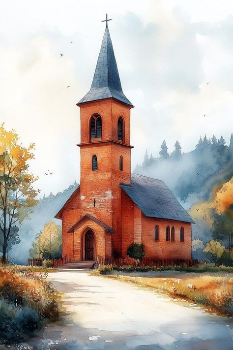 Charming Church Watercolor Canvas Print Inspired by Impressionist Style with Autumn Colors for Home Decor by CustomCanvasCurators Embrace the peaceful vibes of autumn with our custom canvas print featuring a charming church in a watercolor style inspired by the Impressionist movement. 🍂 Perfect for adding a touch of elegance and tranquility to any room. Let the vibrant foliage and architectural grace capture your imagination. Elevate your space with this unique piece of art and immerse your... Church Watercolor, Brick Structure, Watercolor Architecture, Colors For Home, Custom Canvas Prints, The Brick, Watercolor Canvas, Autumn Colors, New Details