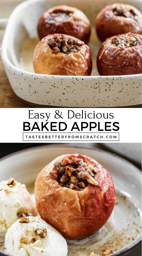 Make the best easy Baked Apples in the oven with this simple recipe. This healthy Southern dessert is like a mini apple crisp, full of warm cinnamon flavor. Perfect for a quick and delicious treat. Save this healthy apple crisp recipe for your next dessert! Baked Apple Dessert, Baked Apple Recipes, Recipe Crockpot, Slow Cooker Desserts, Apple Crisp Recipes, Healthy Apple, Apple Desserts, Köstliche Desserts, Fresh Apples