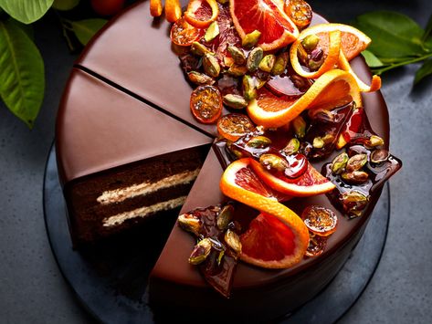 With a little bit of planning, the many delicious elements of our Chocolate-and-Citrus Cassata are easy to make. Amazing Christmas Desserts, Salsa Gravy, Chocolate Chunk Brownies, Holiday Treats Recipes, Dessert Cart, Caramel Pears, Best Christmas Desserts, Best Chocolate Desserts, Ginger Cake