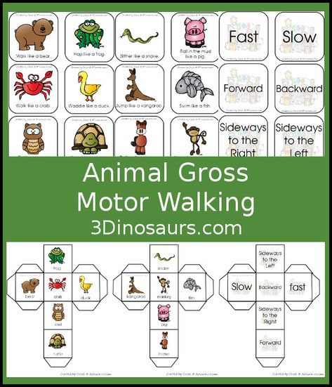 Movement Dice Preschool, Walk Like An Animal Activity, Animal Walks For Kids, Movement Dice, Team Building Games For Kids, Animal Walks, Activity Dice, Building Games For Kids, Pediatric Pt