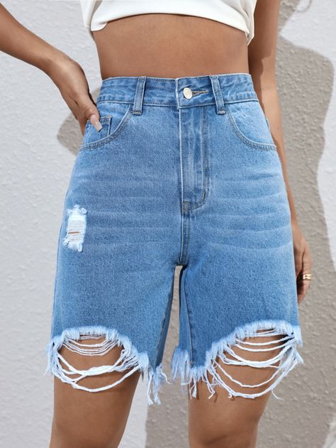 Bermuda Denim Shorts, Women Denim Shorts, Shop Dresses Online, Denim Shorts Women, Online Dress Shopping, Light Wash Denim, Fashion Shop, Outfit Posts, Shop Dresses