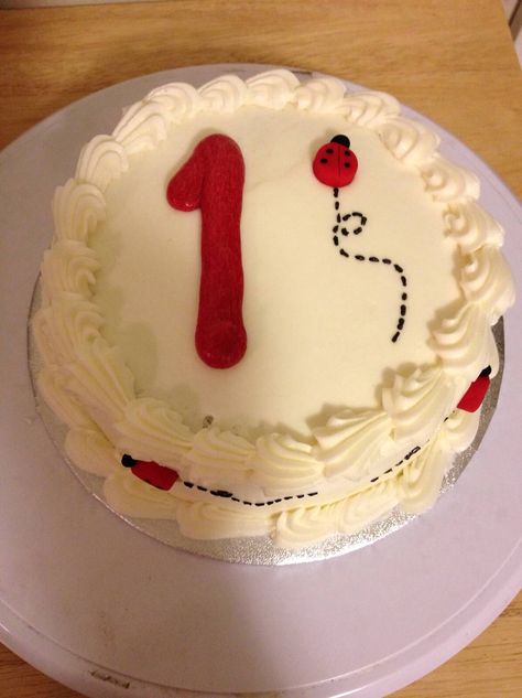 Lady bug smash cake Ladybug One Year Birthday, Ladybug Cake Smash, Ladybug Smash Cake, Ladybug Smash Cake Ideas, Baby First Cake, Ladybug Cake For Girl, Diy Smash Cake, Bug Cake For Girls, Ladybug Cakes