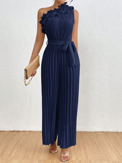 SHEIN Privé Ladies' Solid Color Simple Everyday Pleated JumpsuitI discovered amazing products on SHEIN.com, come check them out! Pleated Jumpsuit, Solid Color Outfits, Kids Beachwear, Outfit Set, Amazing Products, Maternity Bag, Jumpsuits For Women, All Fashion, Women Clothes Sale