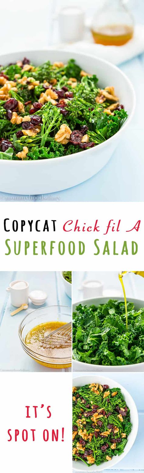 You’ll love how easily you can make this Copycat Chick fil A Superfood Salad at home! Only a few ingredients, a couple of minutes and you can have a huge bowl all to yourself. #recipe #salad #copycat #kale #superfood #ChickFilA Salad At Home, Copycat Chick Fil A, Superfood Salad, Superfood Recipes, Kale Recipes, Broccoli Salad, Goulash, Kale Salad, Chick Fil A