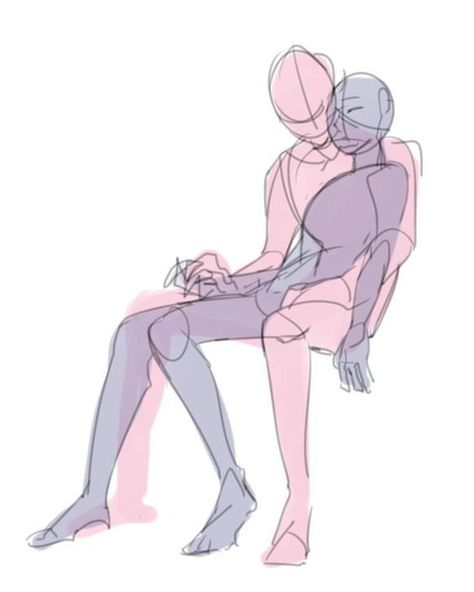 Art Poses Drawing Reference Sitting, Husband And Wife Art Drawing, Halloween Couple Pose Reference, Sitting Between Legs Couple Pose, Two Artists One Base Template, Laying On Each Other Pose, Small And Tall Couples Drawing Reference, Couples Pose Reference Drawing, Protect Pose Reference