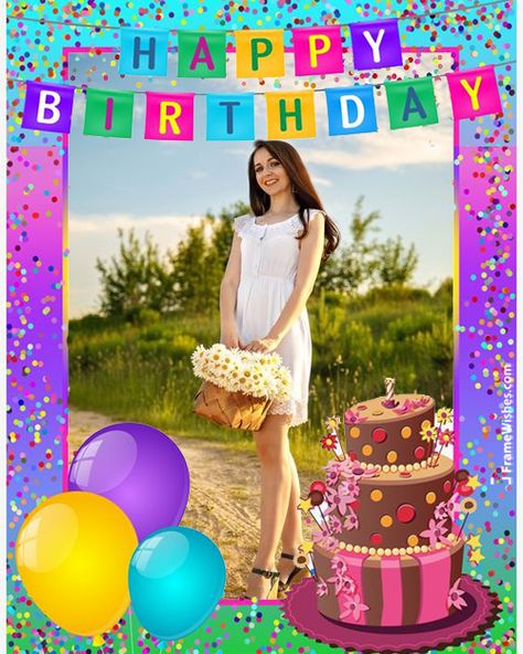 Colorful Happy Birthday Photo Frame Free Online Edit For Friends Happy Bday Frame, Birthday Wishes Photo Edit, Birthday Wishes With Photo Edit, Brithday Idol Edit Photo, Happy Birthday Wishes Photo Edit, Birthday Photo Editing Ideas, Birthday Photo Frame Ideas, Happy Birthday Photo Frame Edit, Happy Birthday With Photo