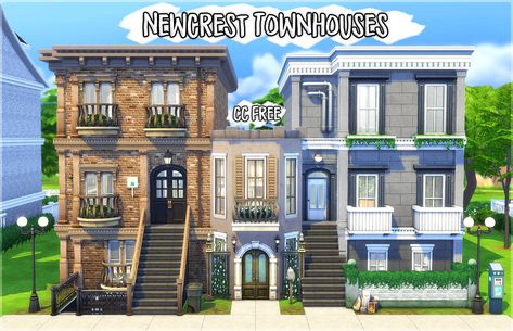 http://yuichen.tumblr.com/post/173244438930/alcyonesims-newcrest-townhouses-three Sims 4 Town Layout Newcrest, Duplex Sims 4, New Crest Sims 4 Map Ideas, Sims 4 Duplex House, Sims 4 Townhome, Sims 4 Townhouse Floor Plans, Sims Townhouse, Townhome Sims 4, Sims 4 Base Game Townhouse