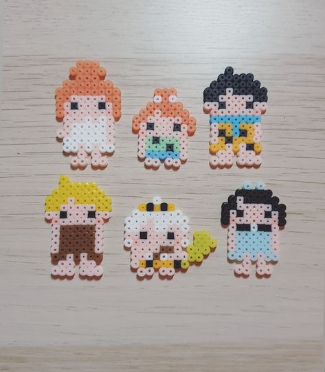 Perler Beads Cartoon Characters, Pyssla Ideas, Melt Beads Patterns, Bamm Bamm, Easy Perler Bead Patterns, Pixel Beads, Melty Bead Patterns, Pearl Beads Pattern, Easy Perler Beads Ideas