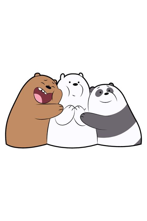 Sticker with 3 brothers bears who are hugging. Rather, Grizz and Panda hugs Ice Bear.. We 3 Bears, 3 Bear Drawing, The 3 Bears Cartoon, 3 Bears Drawing, Two Bears Hugging Cartoon, We Bear Bears Drawing, We Bear Bears Matching Icons, 3 Bare Bears, We Were Bears