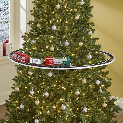 Mr. Christmas Elevated Christmas Tree Train Elevated Christmas Tree, Train Layout Ideas, Half Christmas Tree, Christmas Tree Train, Christmas Tree Wallpaper, Mr Christmas, Hammacher Schlemmer, Google Glass, Gift Drawing